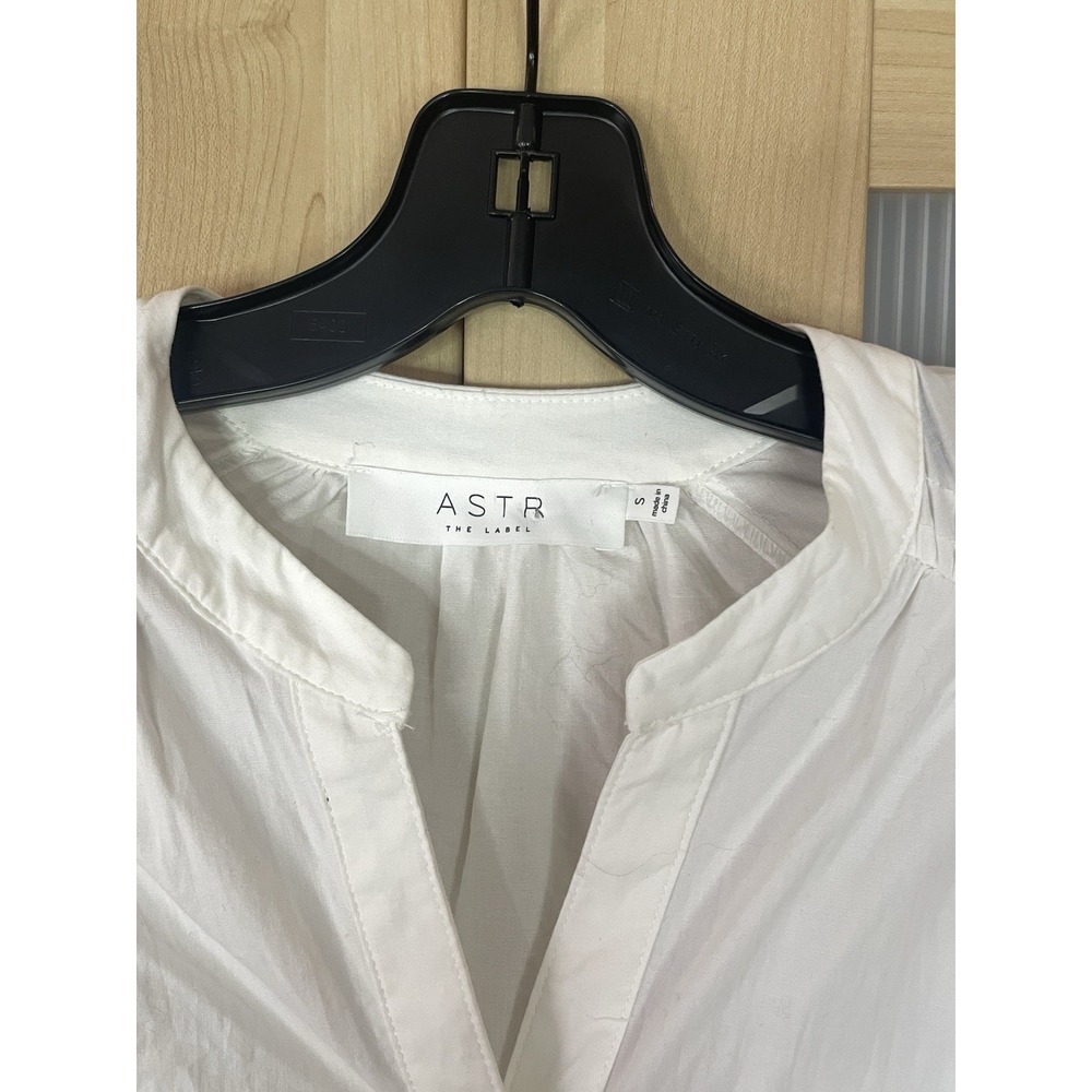 ASTR The Label White Ruffle Mini A-Line Dress S Cotton Puff Sleeve Casual Resort - Picture 4 of 7